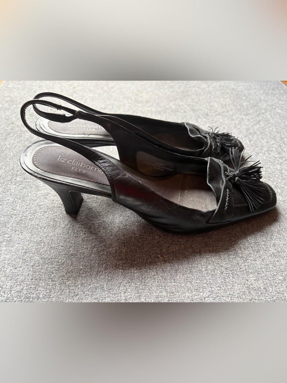 Liz Claiborne Black Tassel Square-Toe Loafers